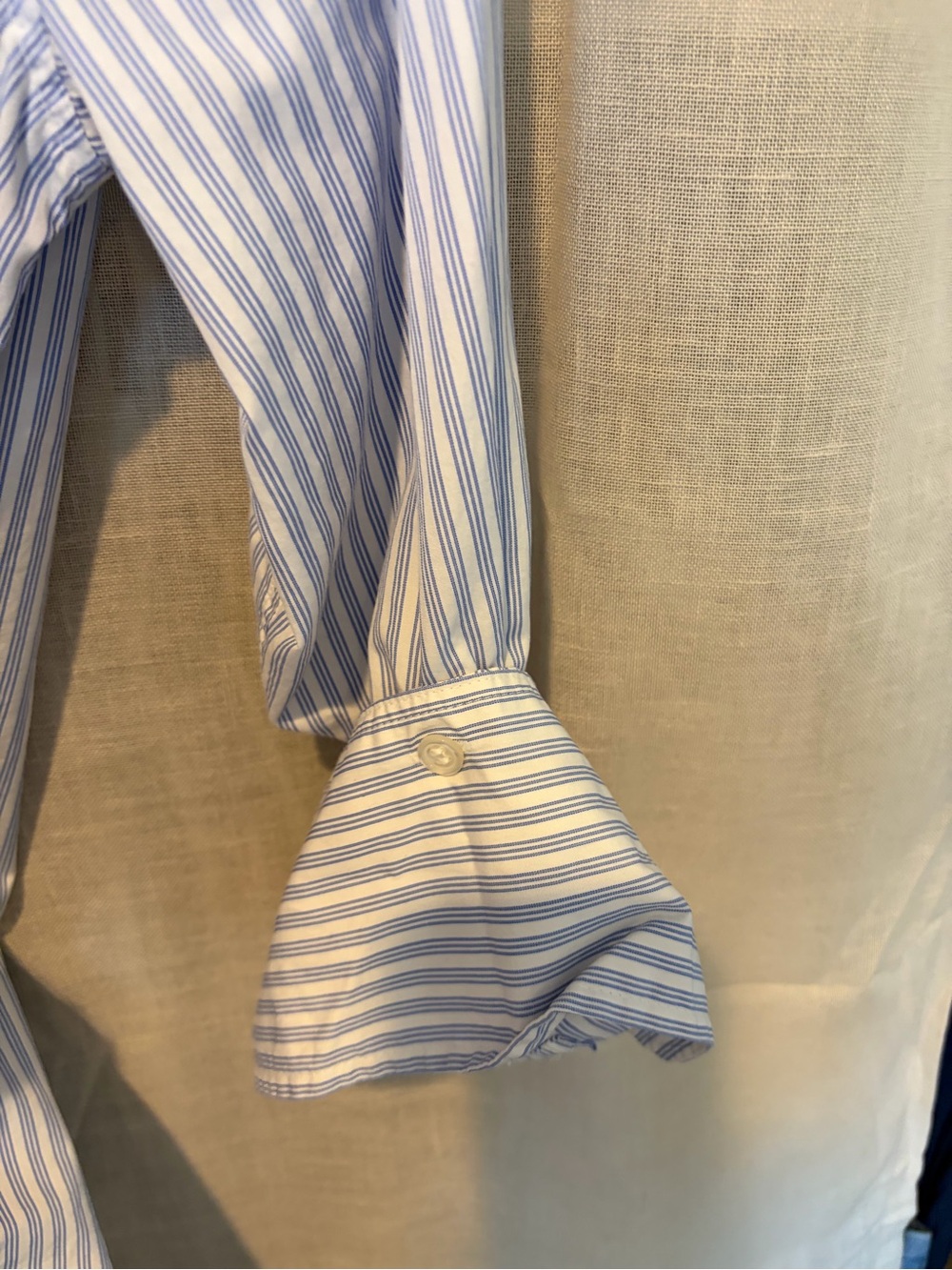 Citizens Of Humanity Seersucker Kayla Blue and White Striped Button-Down Shirt - Picture 3 of 6